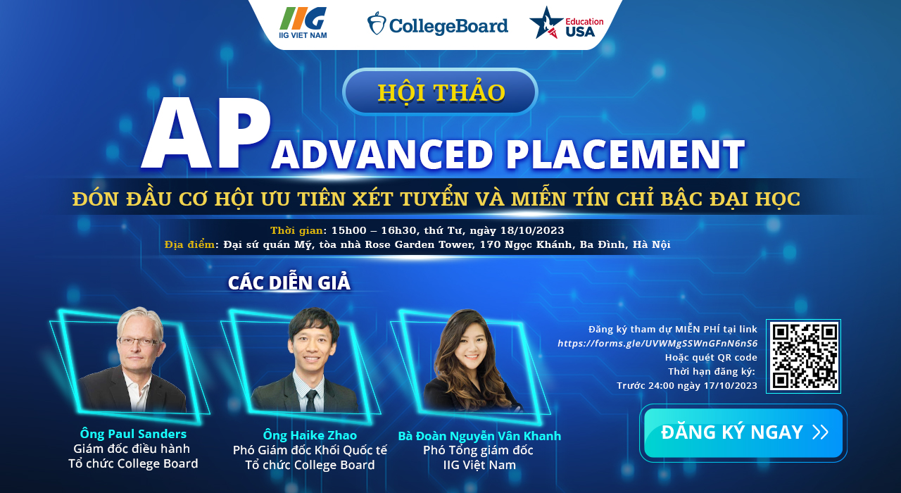 Hội thảo: AP (Advanced Placement) – Đón đầu cơ hội ưu tiên xét tuyển và miễn tín chỉ bậc đại học