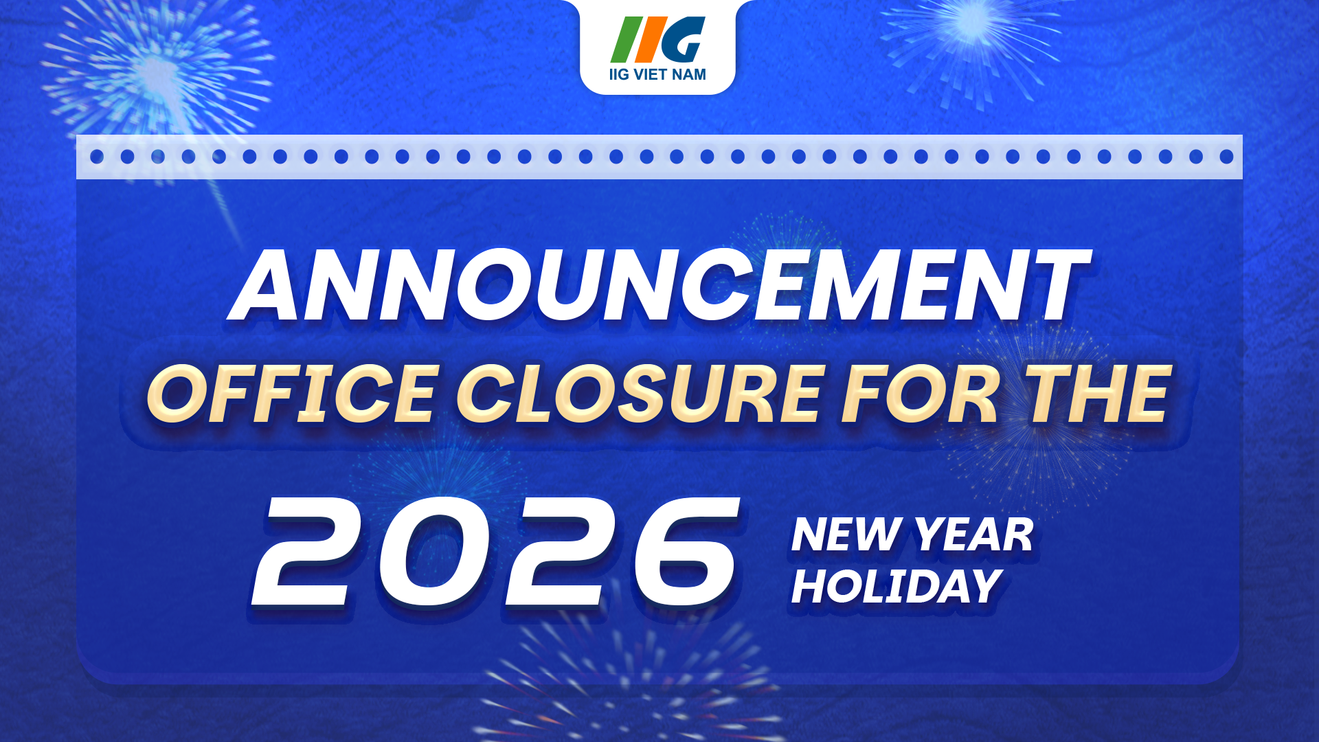 Announcement: Office closure for the 2026 New Year holiday