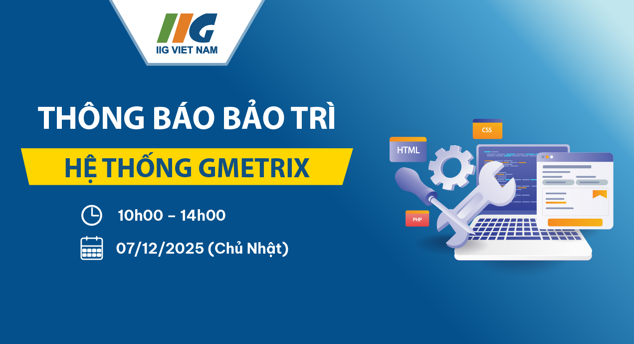 Thông báo bảo trì hệ thống Gmetrix