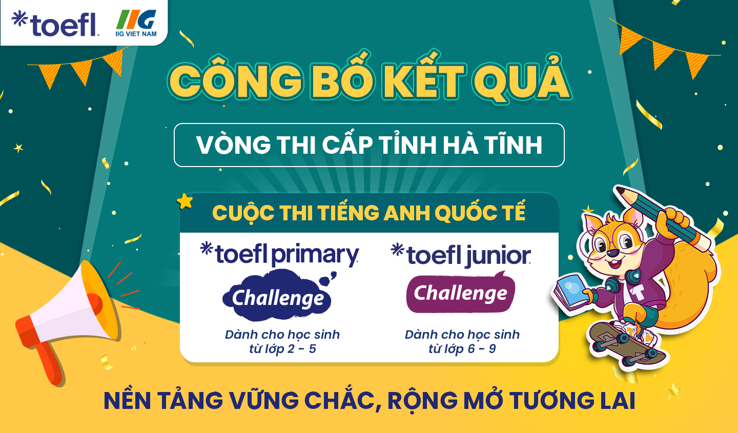 [Hà Tĩnh] Thông báo kết quả Vòng thi cấp Tỉnh (Vòng 2) cuộc thi tiếng Anh quốc tế TOEFL Challenge năm học 2025 – 2026