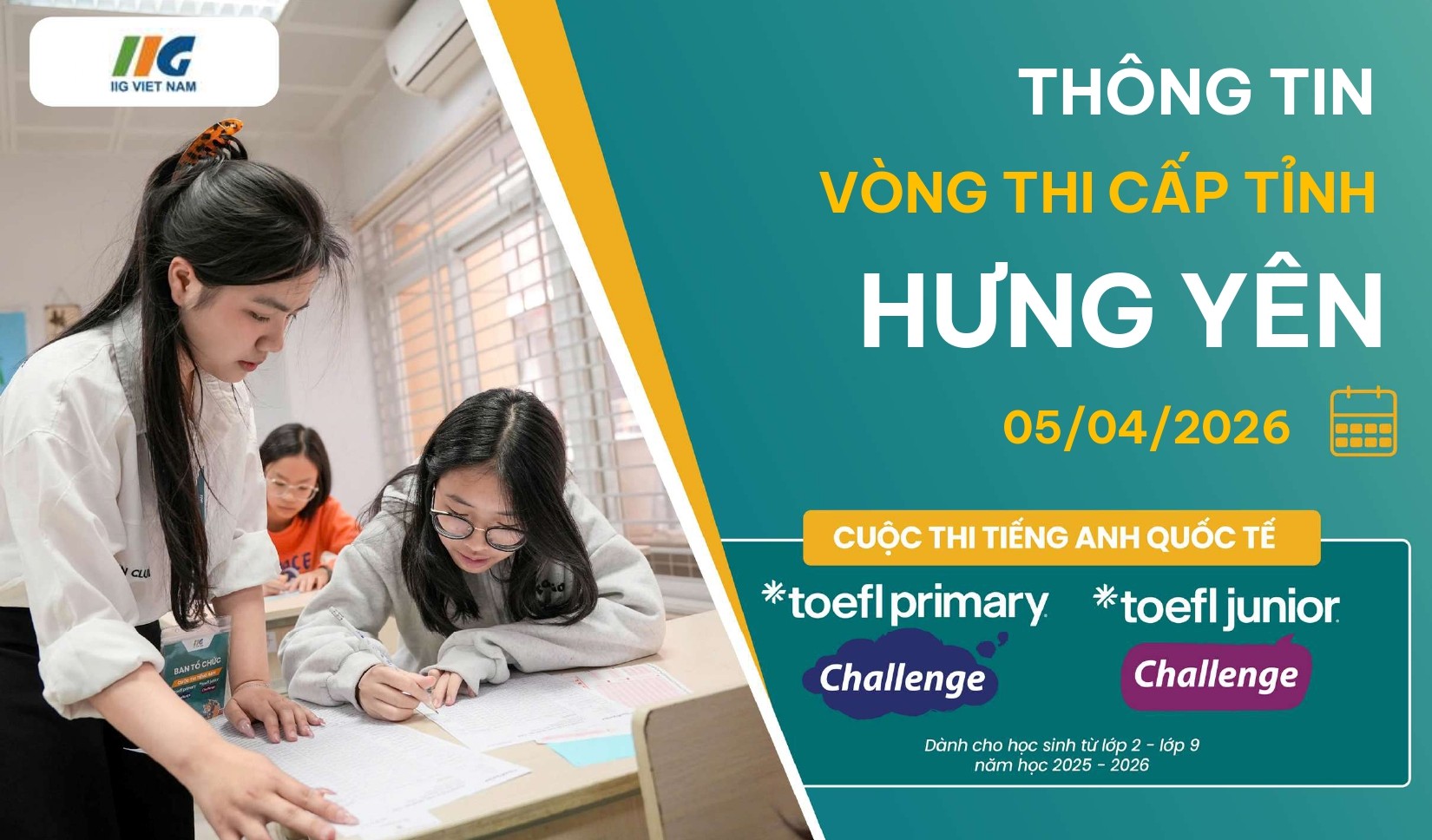 [Hưng Yên] Thông báo thông tin Vòng thi cấp Tỉnh – Cuộc thi tiếng Anh quốc tế TOEFL Challenge năm học 2025-2026