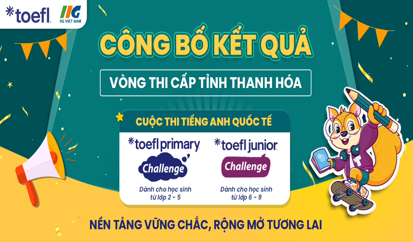 [Thanh Hóa] Thông báo kết quả Vòng thi cấp Tỉnh (Vòng 2) cuộc thi tiếng Anh quốc tế TOEFL Challenge năm học 2025 – 2026
