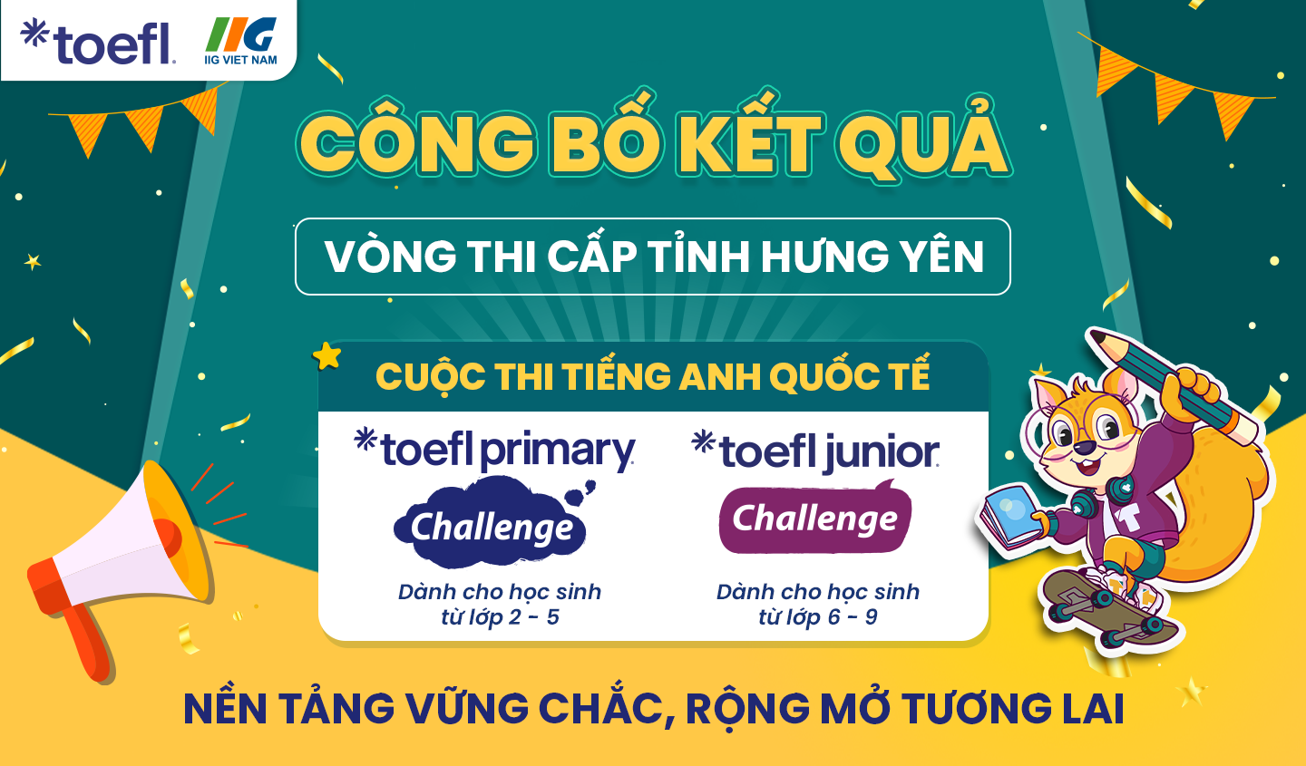[Hưng Yên] Thông báo kết quả Vòng thi cấp Tỉnh cuộc thi tiếng Anh quốc tế TOEFL Challenge năm học 2025 – 2026