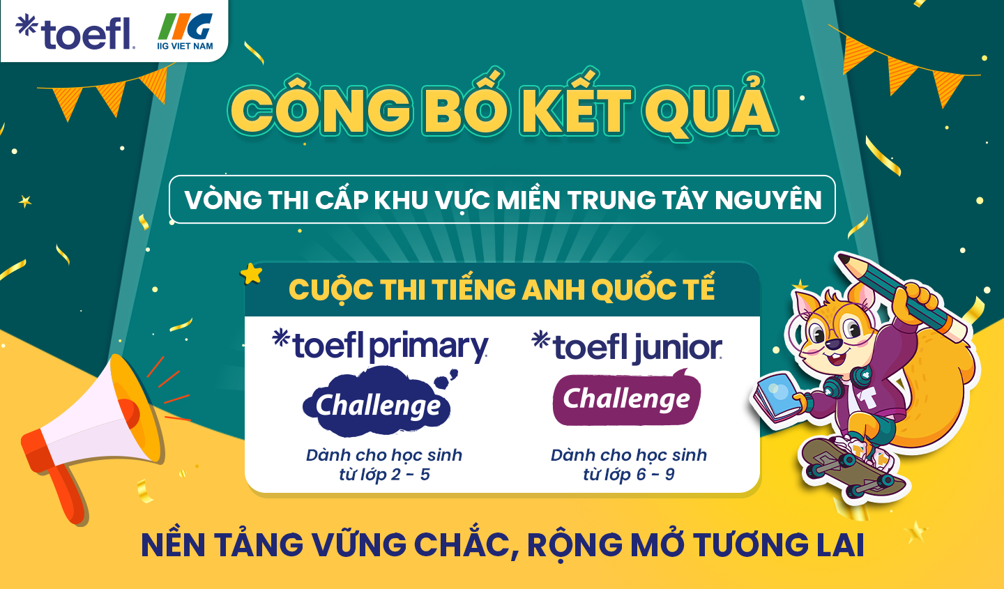 [Miền Trung Tây Nguyên] Thông báo kết quả Vòng thi cấp Khu vực (Vòng 2) cuộc thi tiếng Anh quốc tế TOEFL Challenge năm học 2025 – 2026