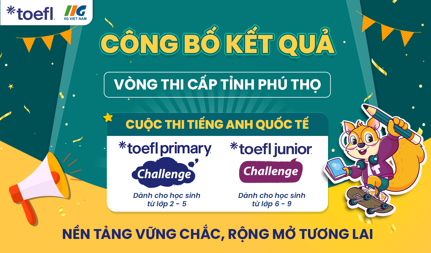 [Phú Thọ] Thông báo kết quả Vòng thi cấp Tỉnh (Vòng 2) cuộc thi tiếng Anh quốc tế TOEFL Challenge năm học 2025 – 2026