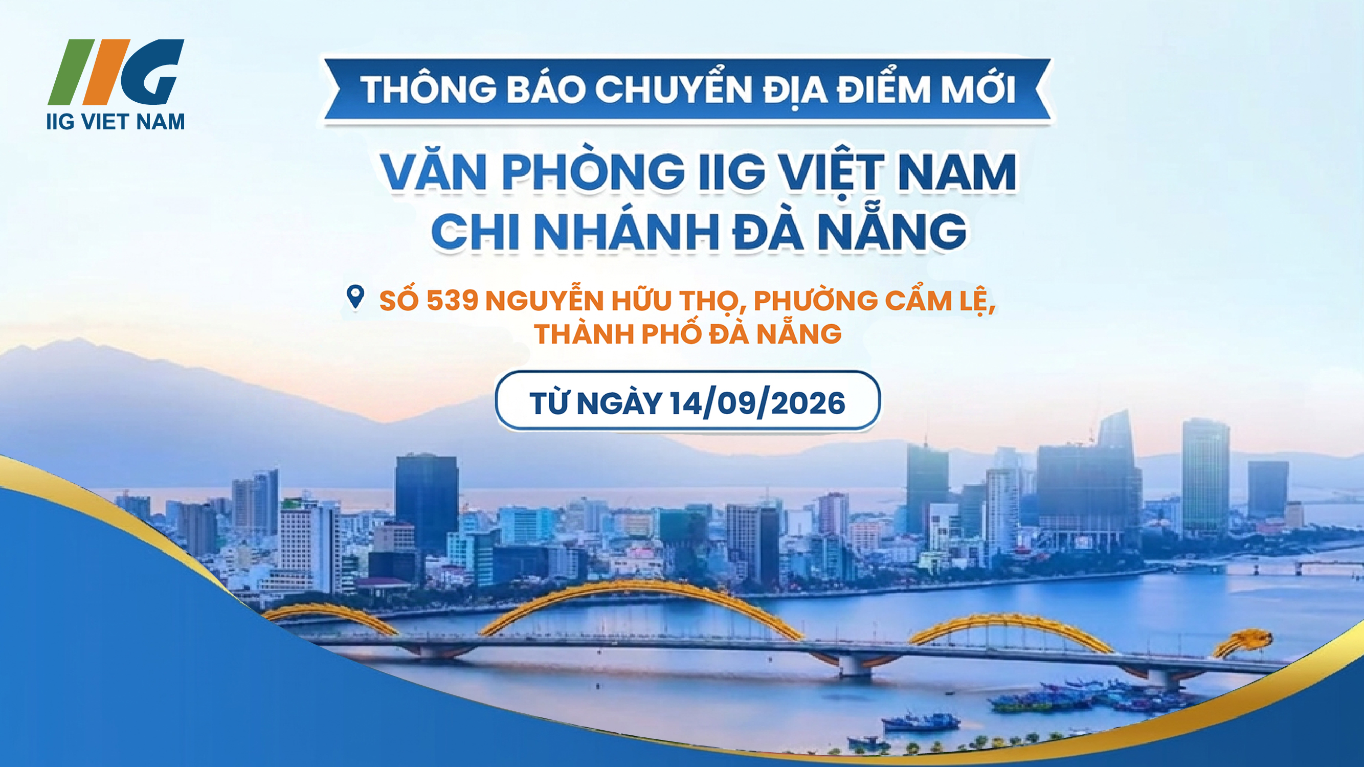 Thông báo chuyển địa điểm mới – văn phòng IIG Việt Nam tại Đà Nẵng